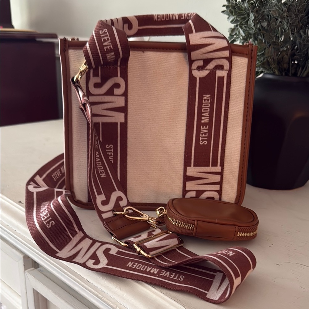 Steve Madden Brown and Cream Tote Bag